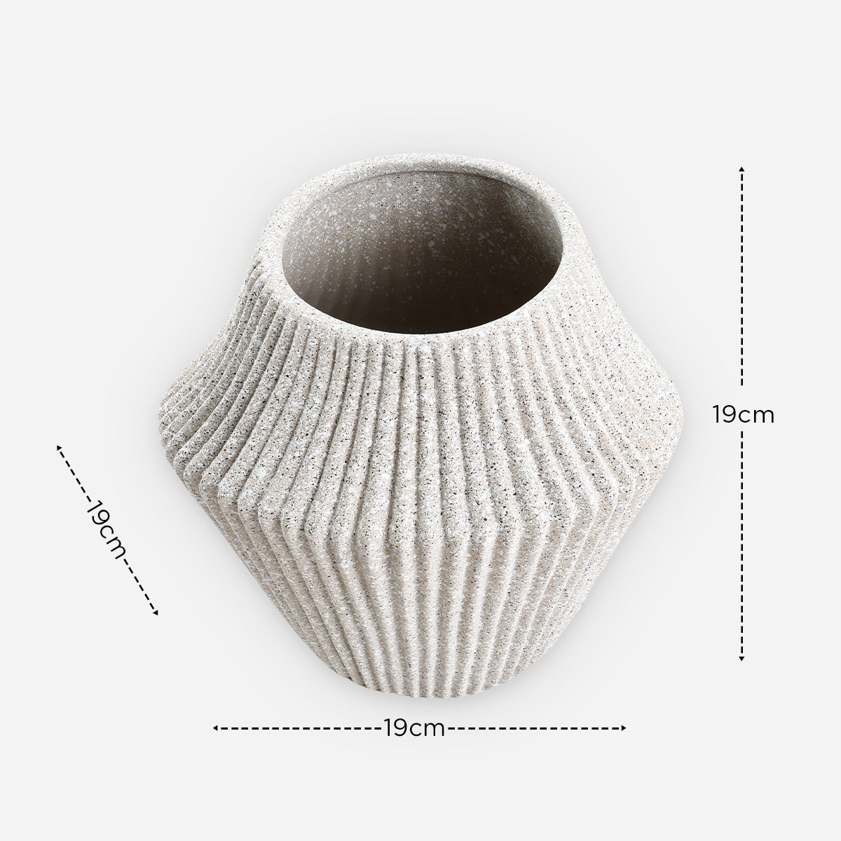 SM Home Stone Finish Ceramic Vase (Gray) - 19x19x19cm