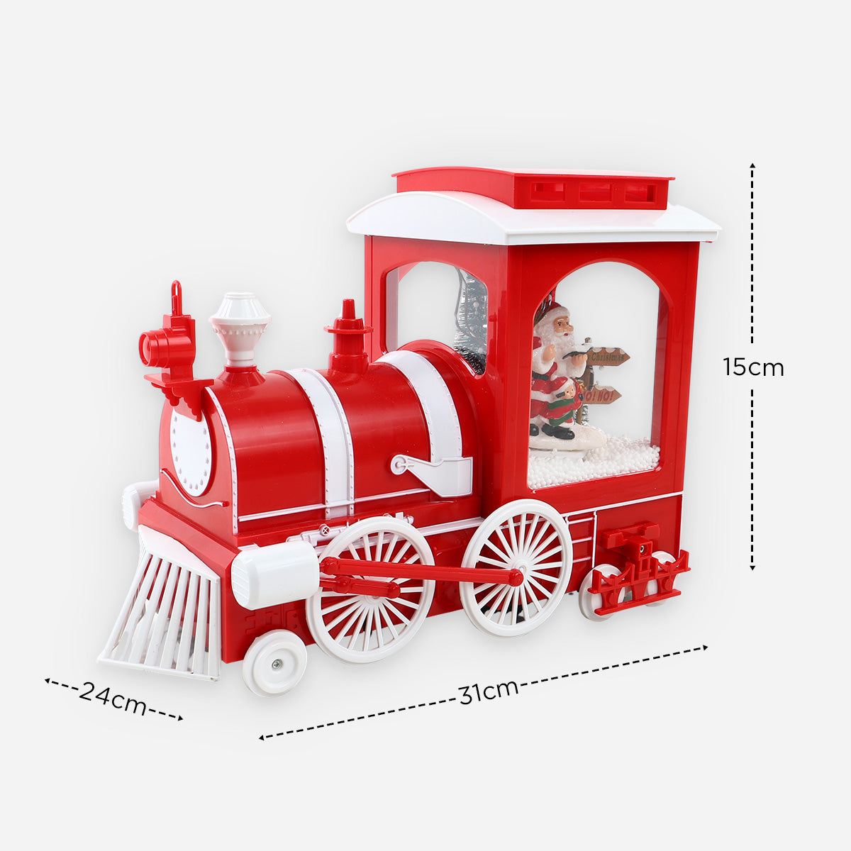 SM Home Table Top Falling Snow Retro Mini Train (Red/White) - 31x15cm