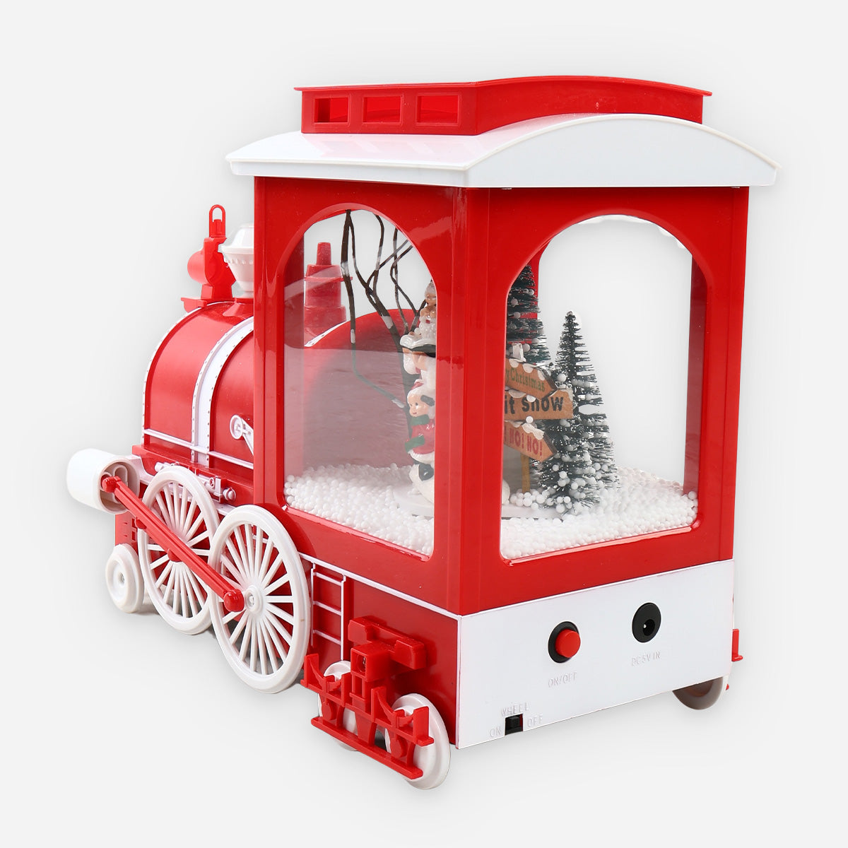 SM Home Table Top Falling Snow Retro Mini Train (Red/White) - 31x15cm