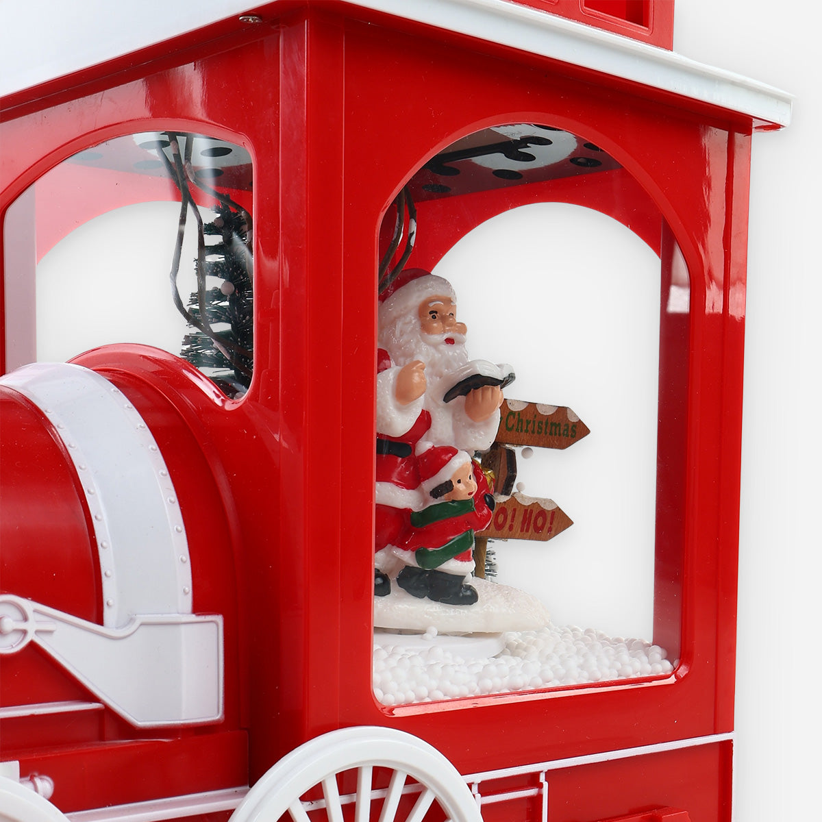 SM Home Table Top Falling Snow Retro Mini Train (Red/White) - 31x15cm