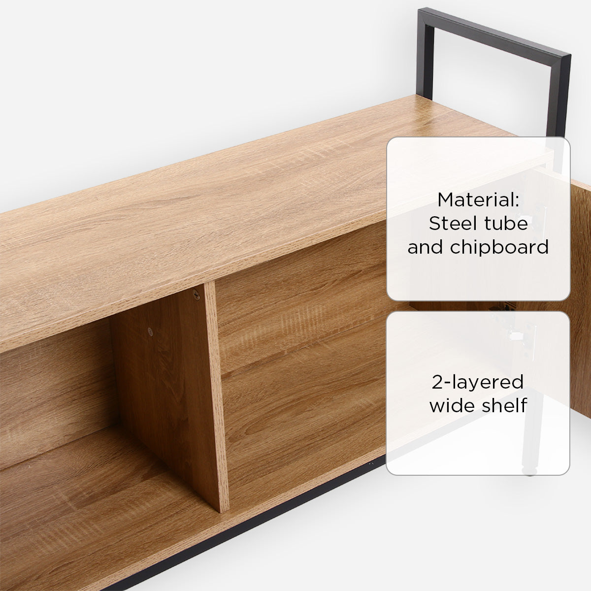 Yori Takara 2-Layer Wide Shelf Cabinet - Light Oak