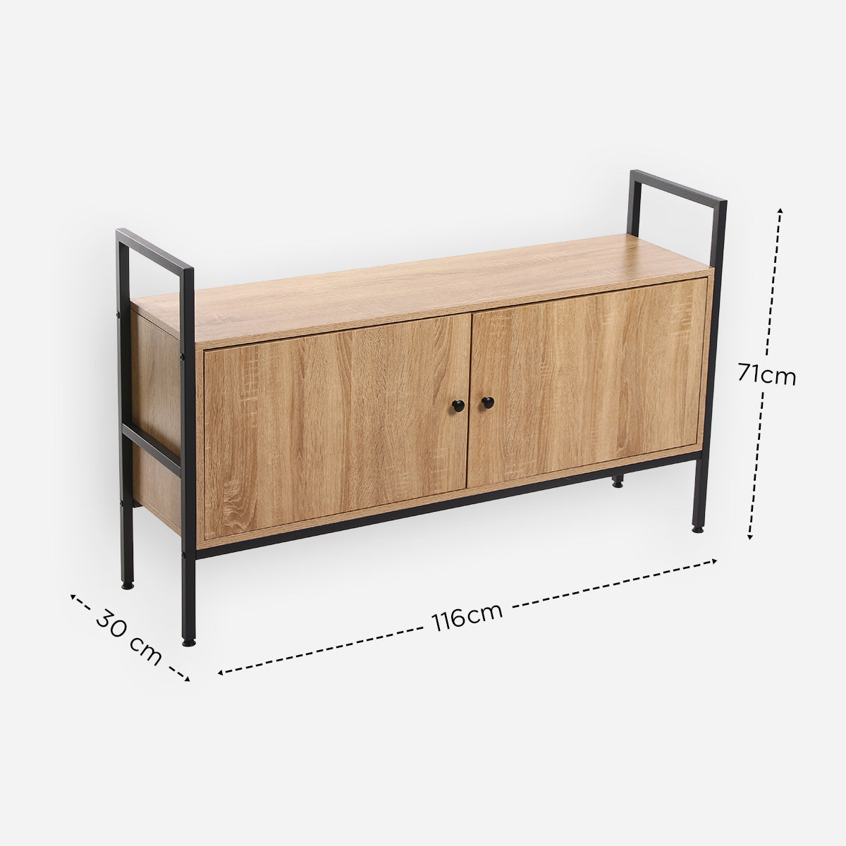 Yori Takara 2-Layer Wide Shelf Cabinet - Light Oak