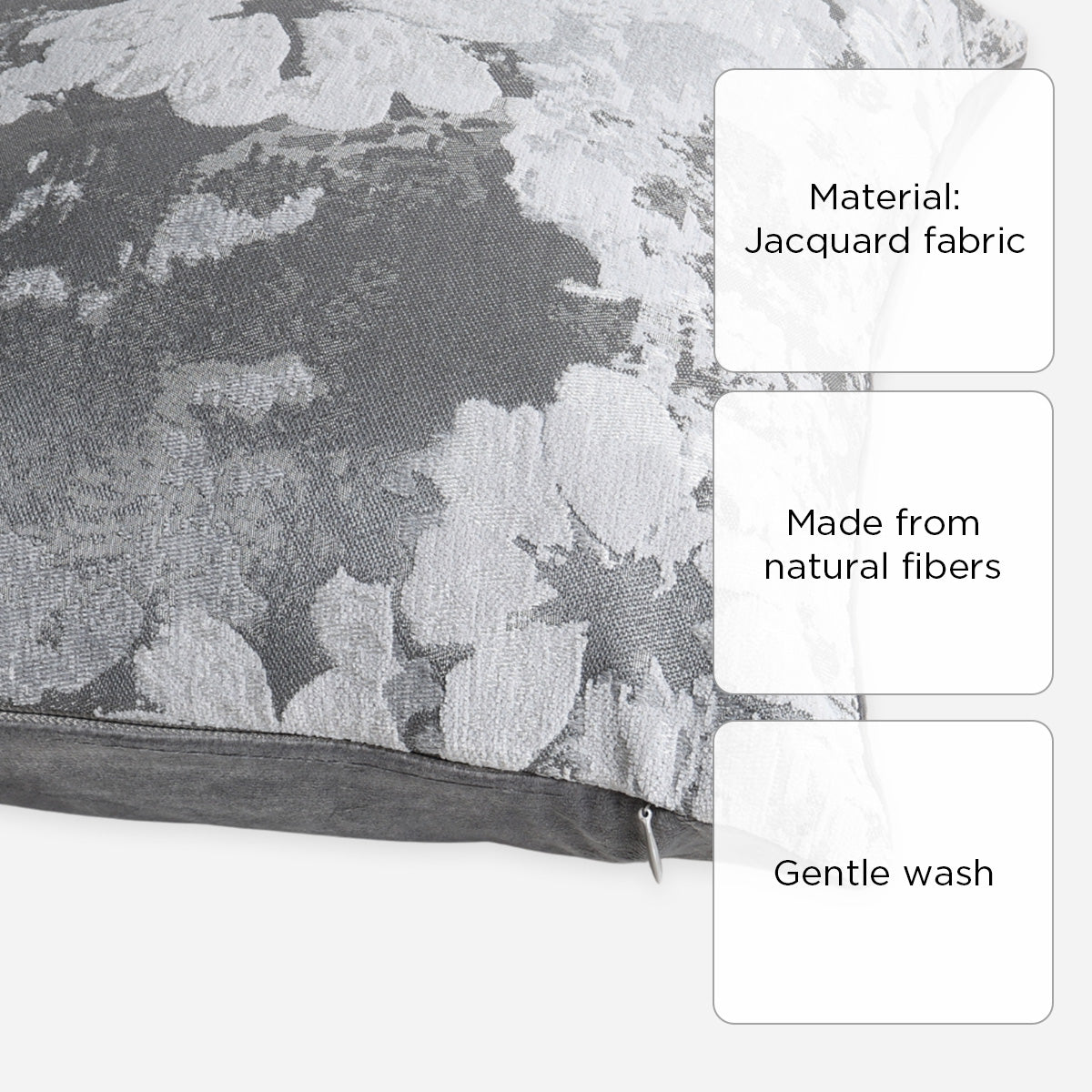SM Home Throw Pillowcase Flower Paint (Gray) - 45x45cm