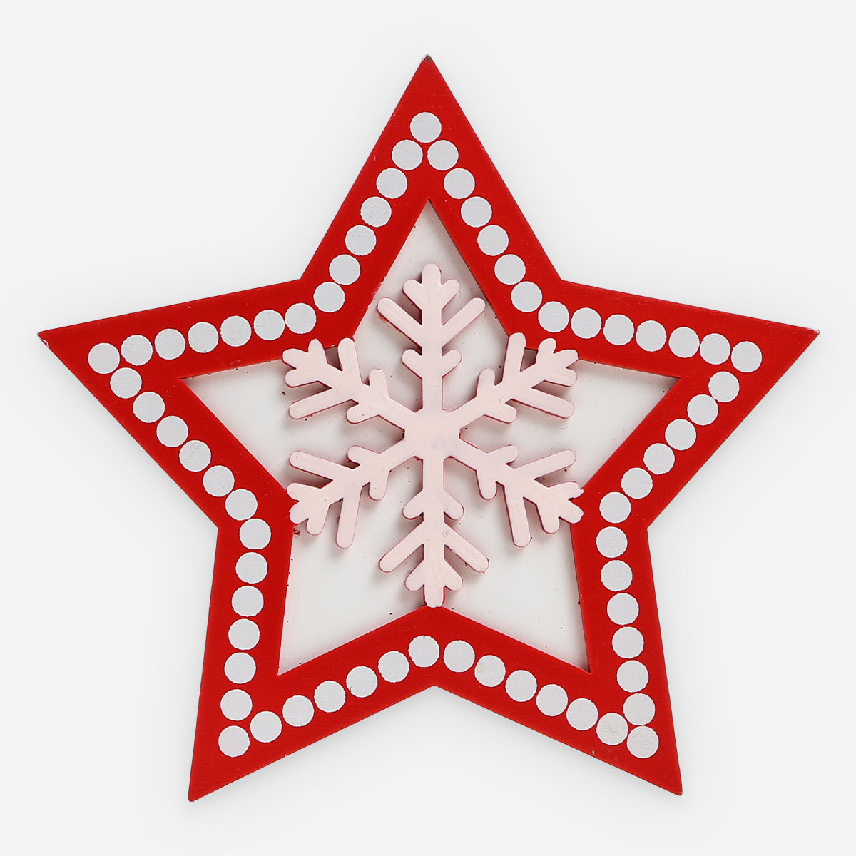 SM Home Wooden Christmas Table Top Decoration (Red/White) - 16x16cm