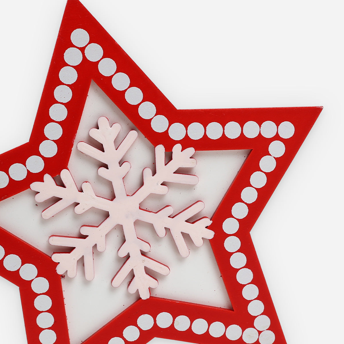 SM Home Wooden Christmas Table Top Decoration (Red/White) - 16x16cm