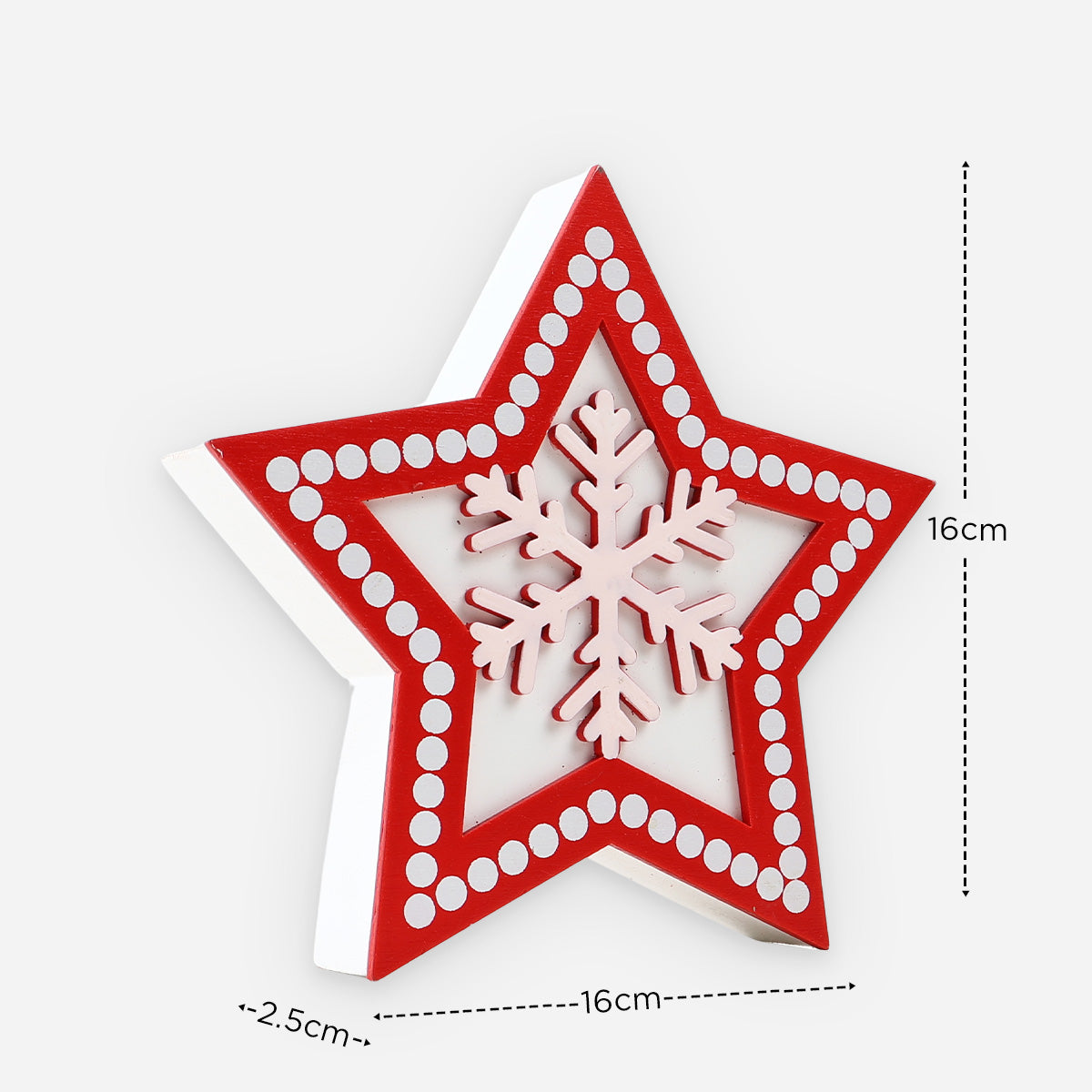 SM Home Wooden Christmas Table Top Decoration (Red/White) - 16x16cm