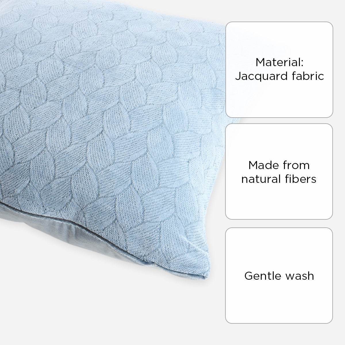 SM Home Throw Pillowcase Weave Embossed Pattern (Blue) - 45x45cm