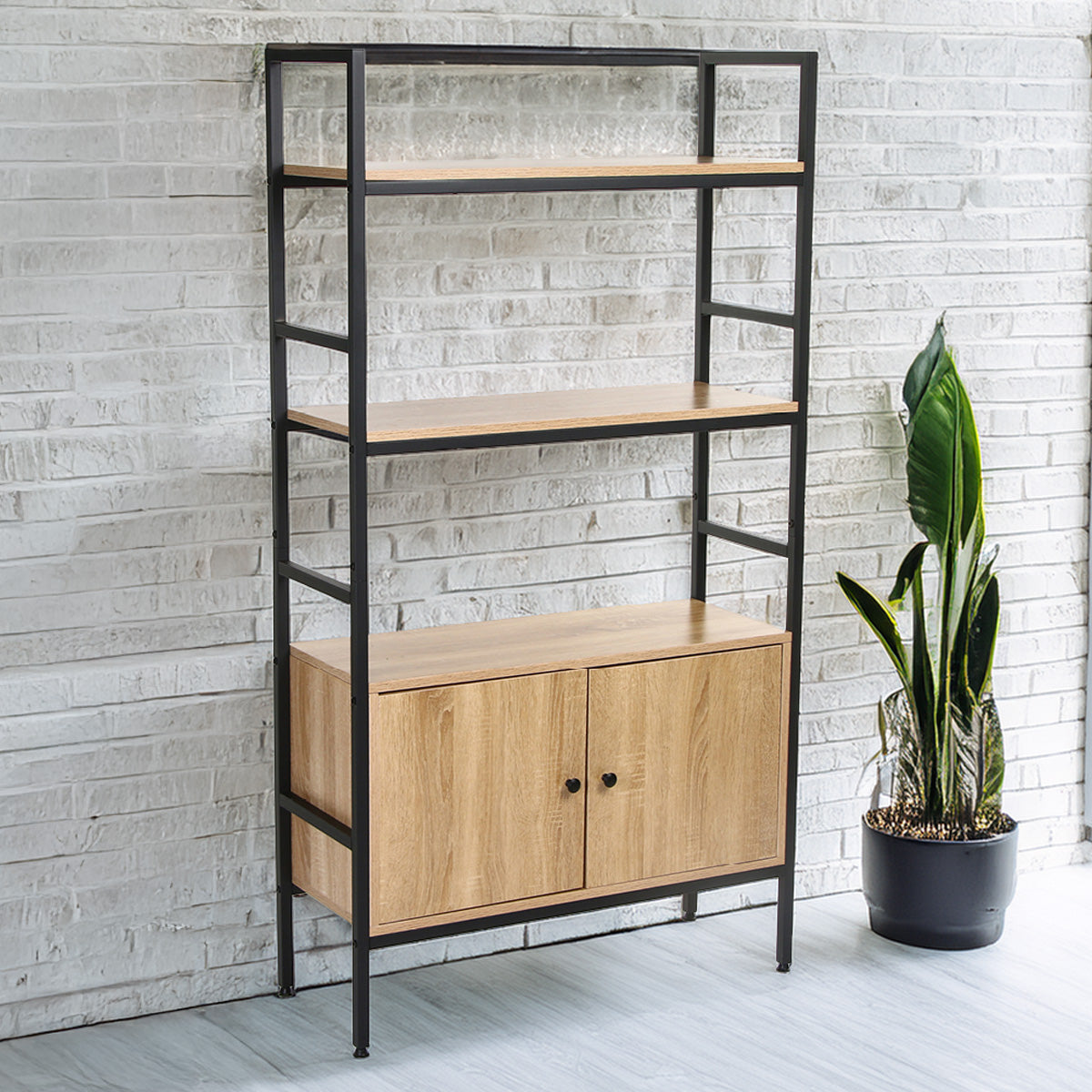 Yori Takara Shelf with Cabinet (Light Oak) - Mega