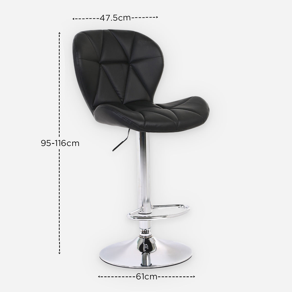 Yanni Leather Barstool - Black