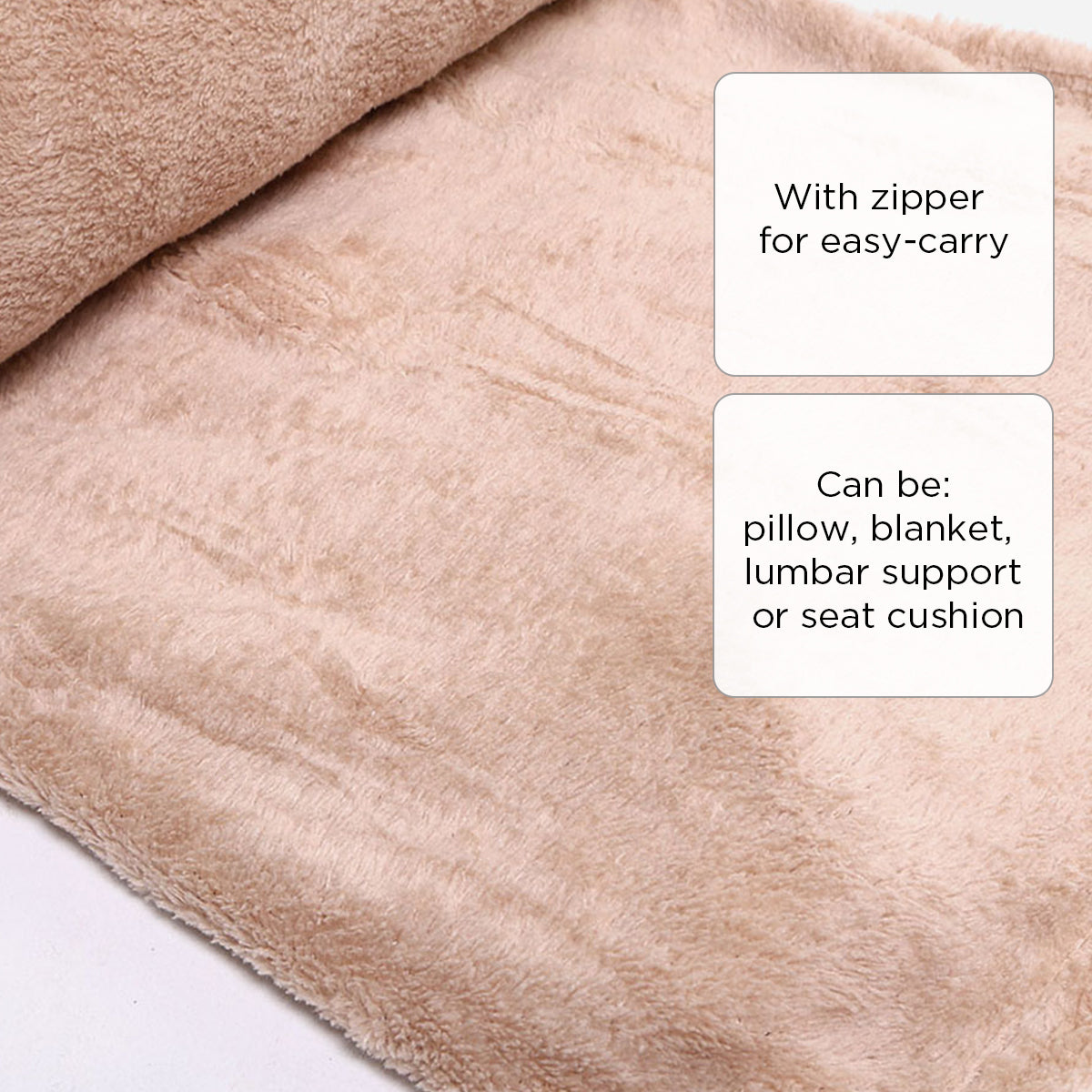 Hosh Travel Pillow Blanket (Khaki) - 50x60 in.