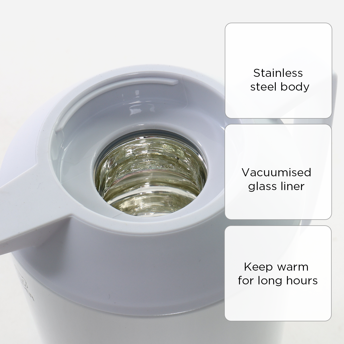 Tiger Stainless Steel Handy Jug Glass Flask (White) - 1L