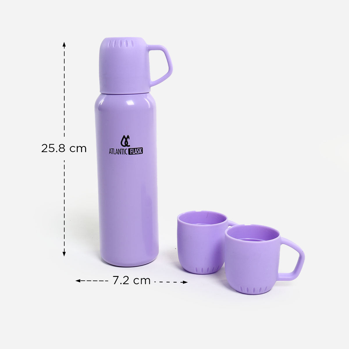 Atlantic Double Wall Vacuum Bottle With 2 Cups - 648ml