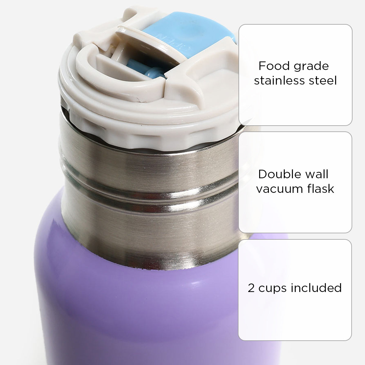 Atlantic Double Wall Vacuum Bottle With 2 Cups - 648ml