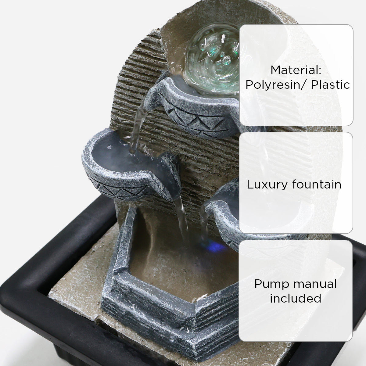 SM Home RJ200517 Water Fountain w/ Rolling Ball & Color Light