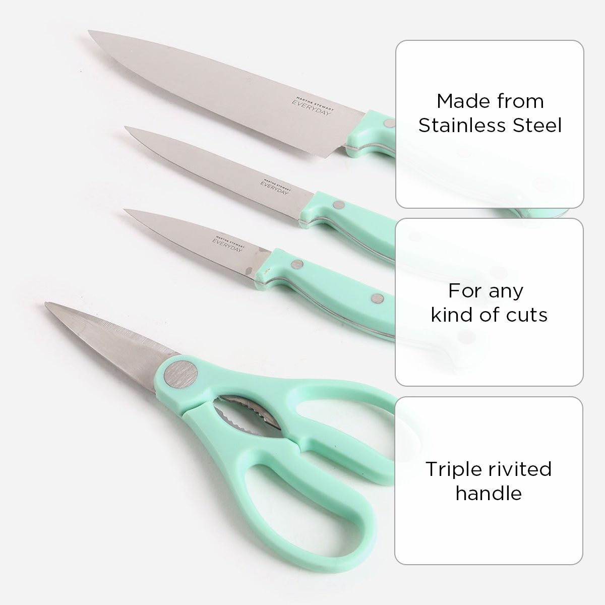 Martha Stewart Set of 4 Keswick Cutlery Set - Teal