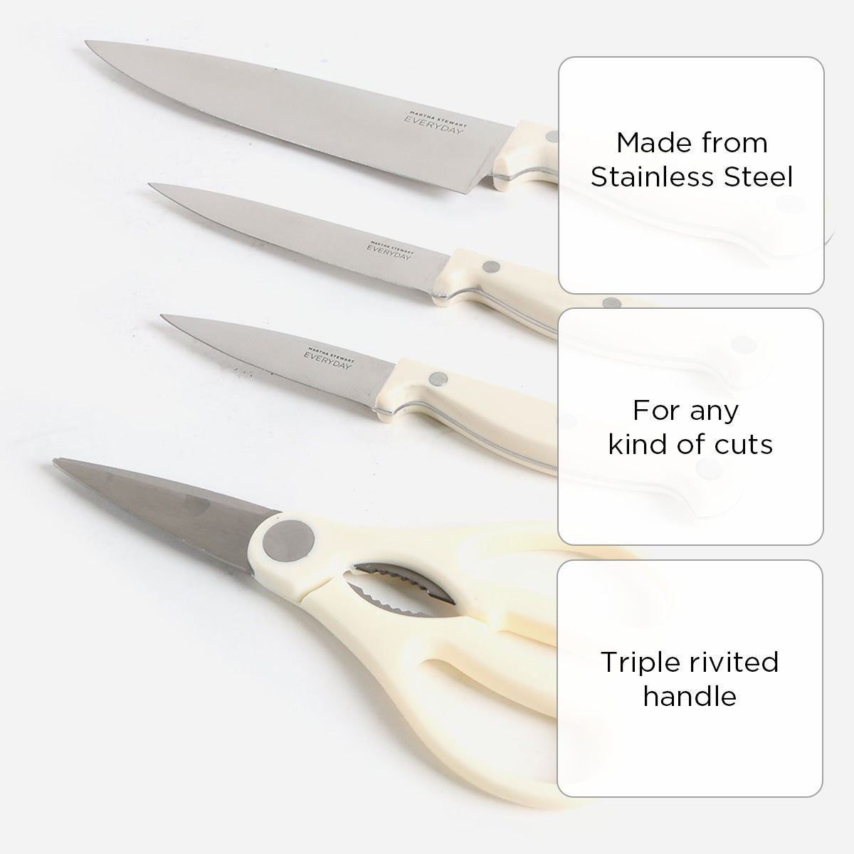 Martha Stewart Set of 4 Keswick Cutlery Linen Set - Off White